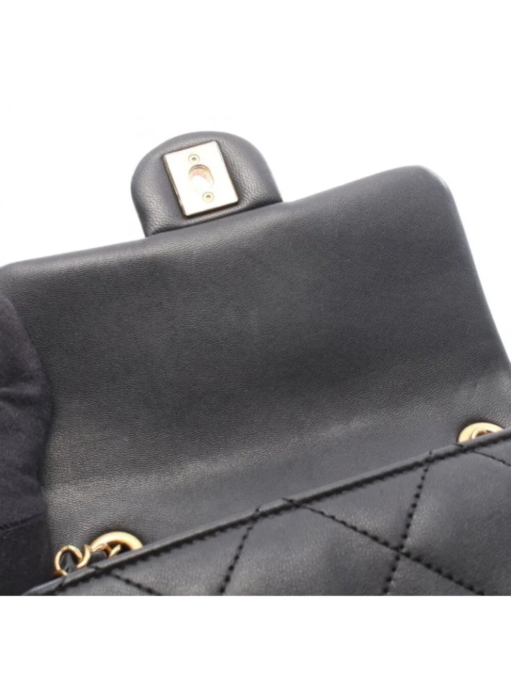 Chanel Shoulder Bag Quilted Loophandle Black Lambskin 2-Way Chain